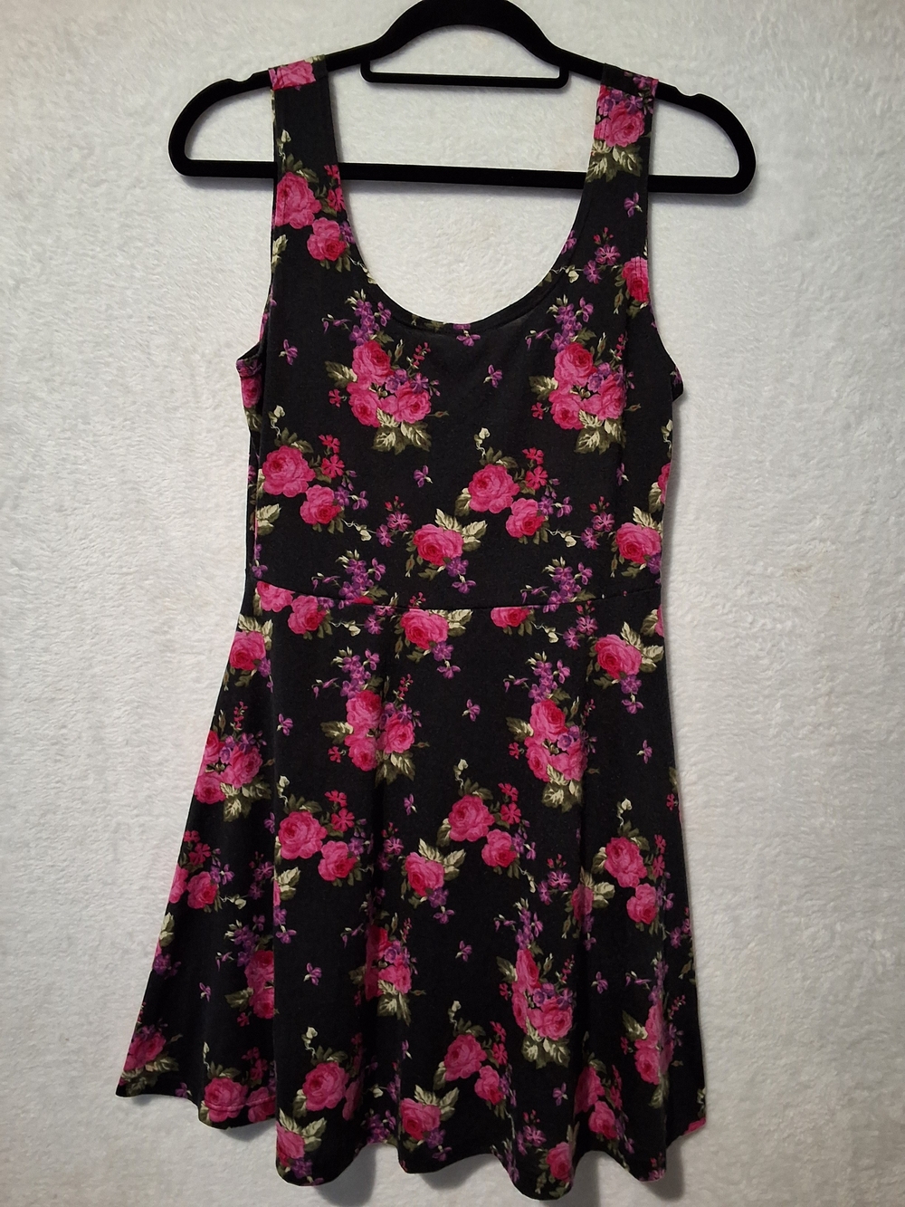 Ruby Rox Black Dress with Pink Floral Print